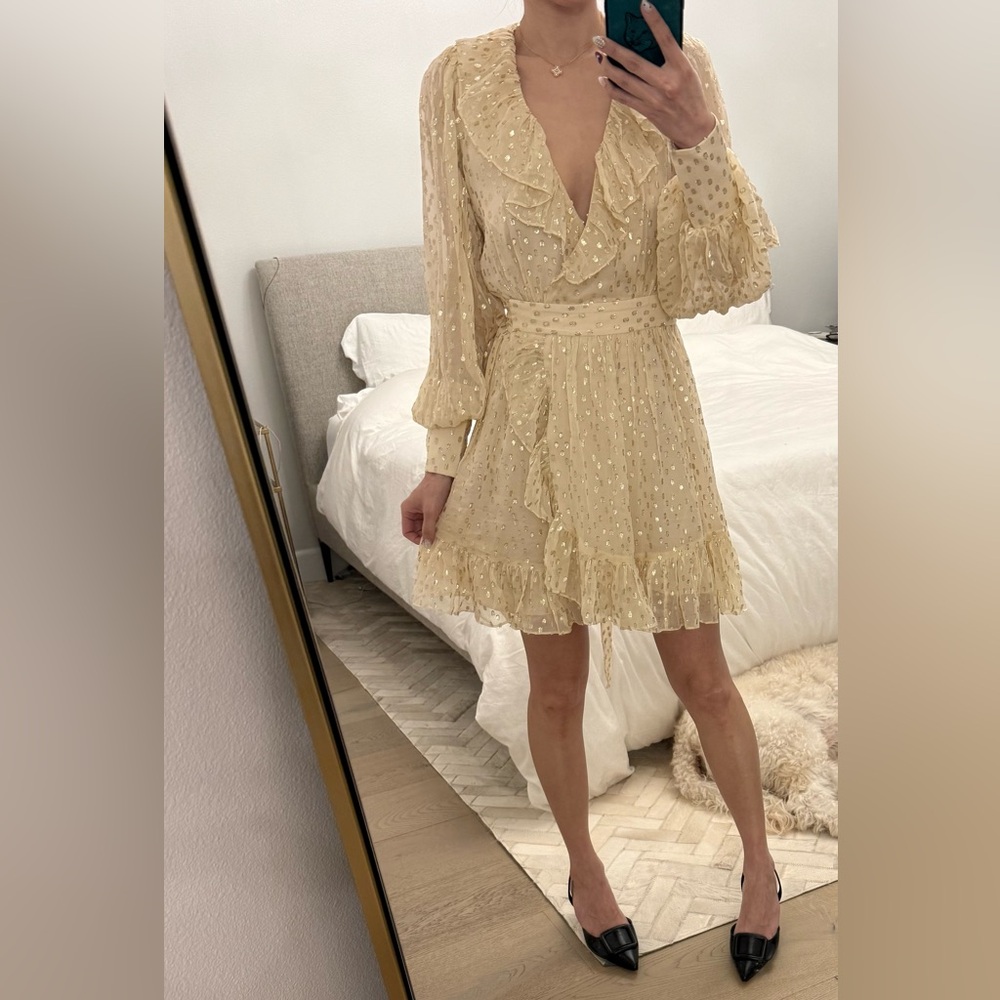 NWT Zimmermann Cream Lurex Silk Dress sz 0, US 2,4